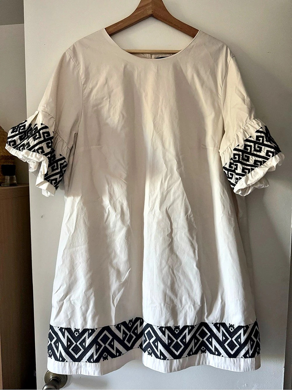 Banana Republic Geometric Cotton Tunic in White & Black Size XL